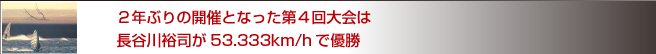2年ぶりの開催となった第4回大会は長谷川裕司が53.333km/hで優勝