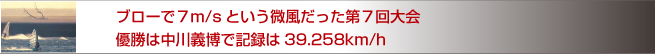 ブローで7m/sという微風だった第7回大会 優勝は中川義博で記録は39.258km/h