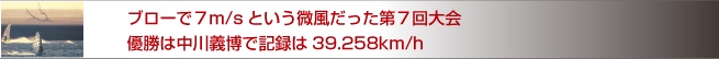 ブローで７m/sという微風だった第７回大会　優勝は中川義博で記録は39.258km/h